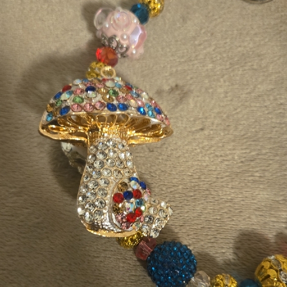 “Colorful Beaded Mushroom Bag Charm / Purse Charm / Handbag Accessory” - Picture 4 of 7